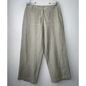 Hearts of Palm Size 12 Green Wide Leg Cropped Linen Blend Pants Artsy Lagenlook